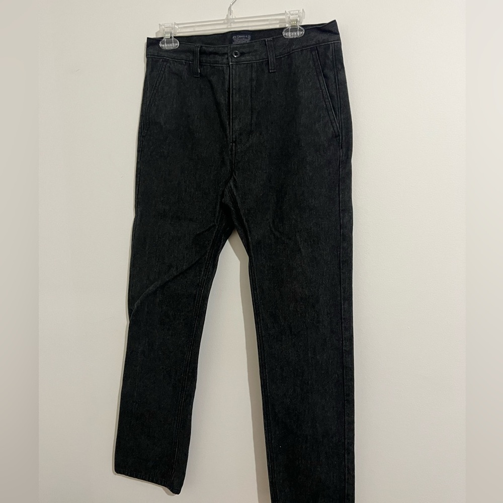Levi's “Two Horse Brand” black denim chinos.